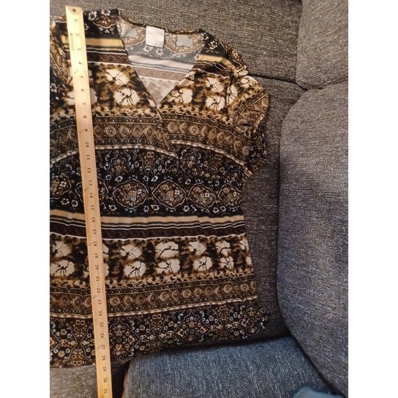 Women's Tailor By‎ B Moss Brown dressy top/blouse no size tag measures M/L - Picture 15 of 16